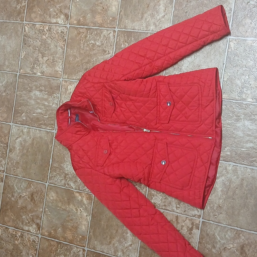 GUC Tommy Hilfiger Quilted Puffer Red Utility Jacket Size Small